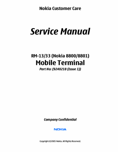 Nokia 8800-8801 Nokia 8800-8801 RM-13 33 - Service Manual